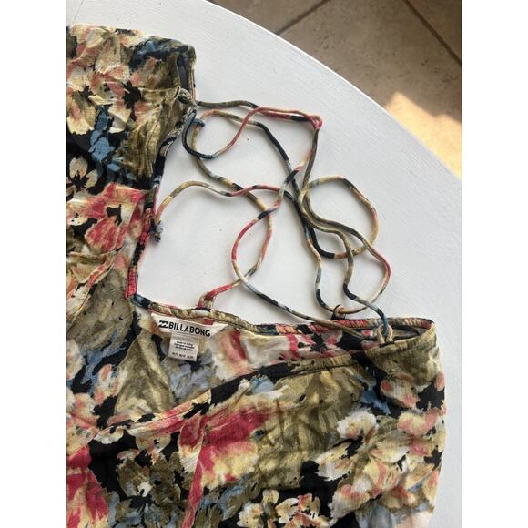 Billabong Cardigan Beach Cover Women Medium Floral 3/4 Sleeve Top - Picture 3 of 5